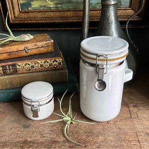 VINTAGE White Farmhouse Ceramic Canister SET